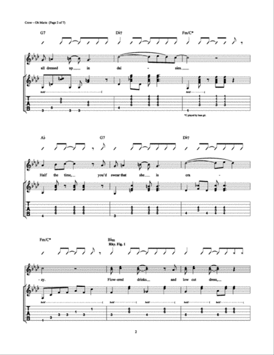 Oh Marie Electric Guitar scores gallery preview page 2