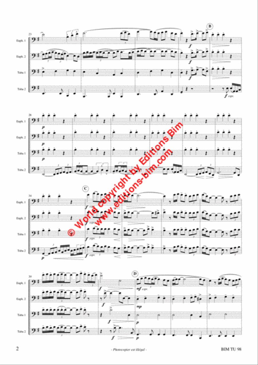 Auburn is the Colour... Tuba Quartet scores gallery preview page 3