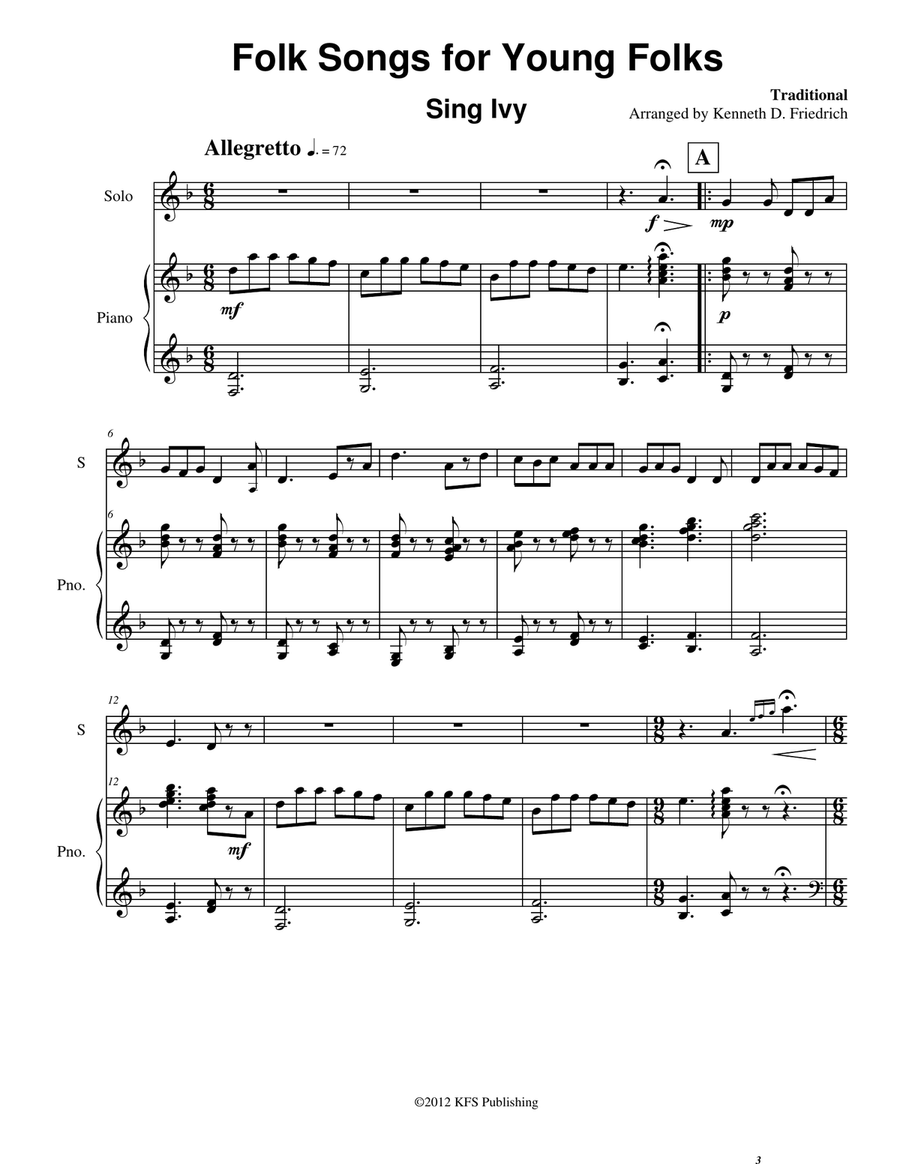 Folk Songs for Young Folks, Vol. 1 - violin and piano Violin Solo scores gallery preview page 1