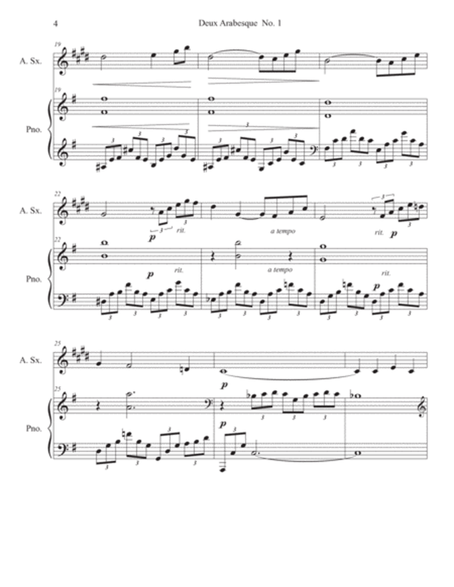 Deux Arabesque No. ! arranged as an Alto Saxophone Solo with Piano Accompaniment image number null