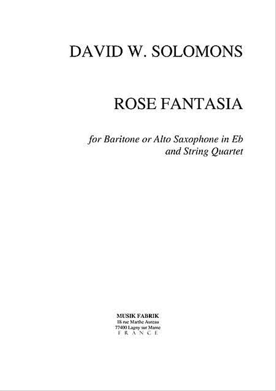 Rose Fantasia by David Warin Solomons Alto Saxophone - Sheet Music