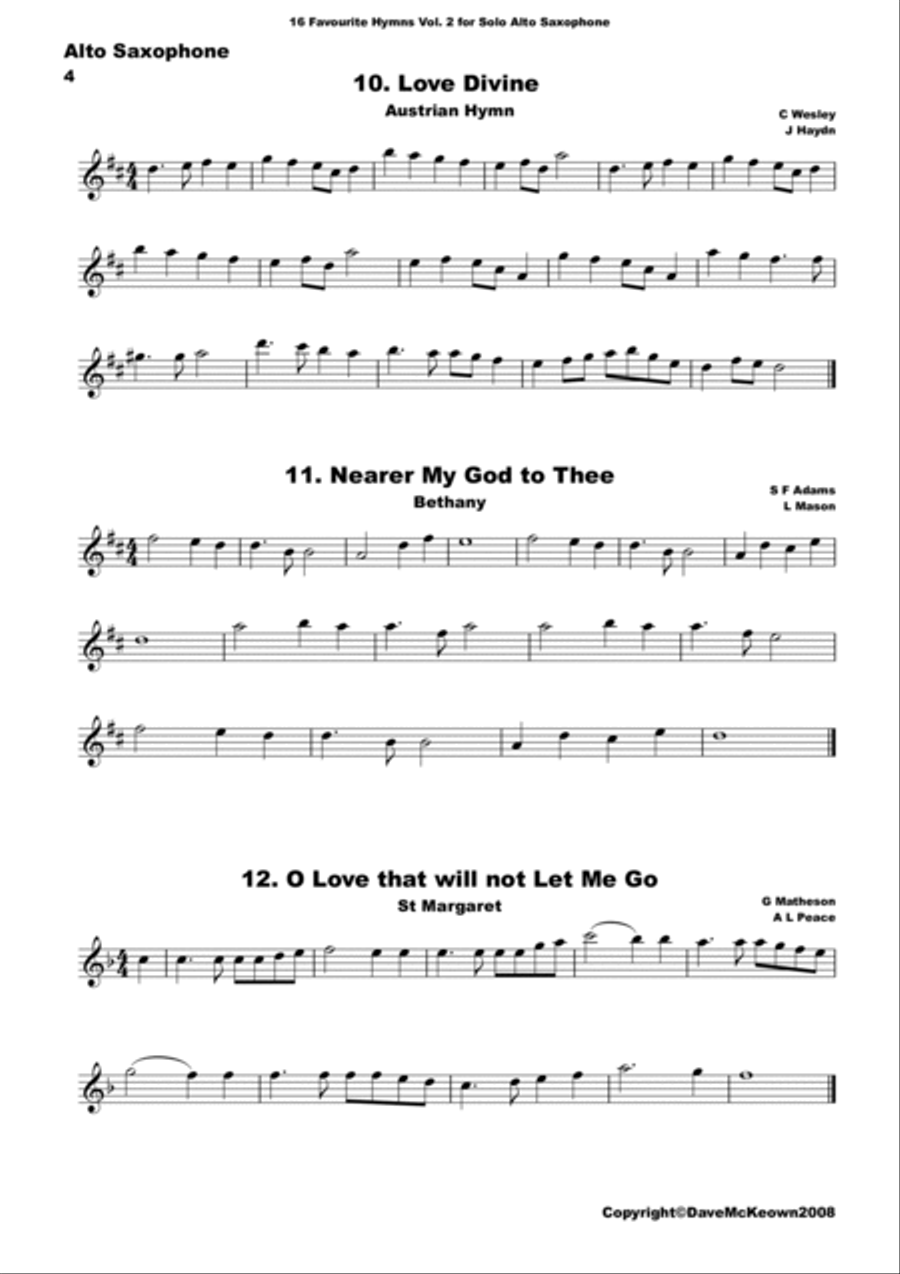 16 Favourite Hymns Vol.2 for solo Alto Saxophone Alto Saxophone scores gallery preview page 4