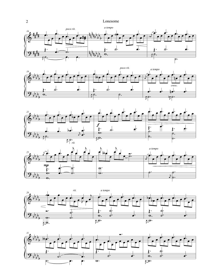 Lonesome Piano Solo scores gallery preview page 2