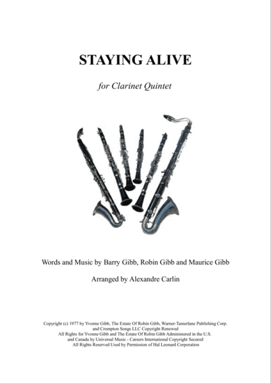 Stayin' Alive from the Motion Picture SATURDAY NIGHT FEVER Clarinet Quintet scores gallery preview page 1