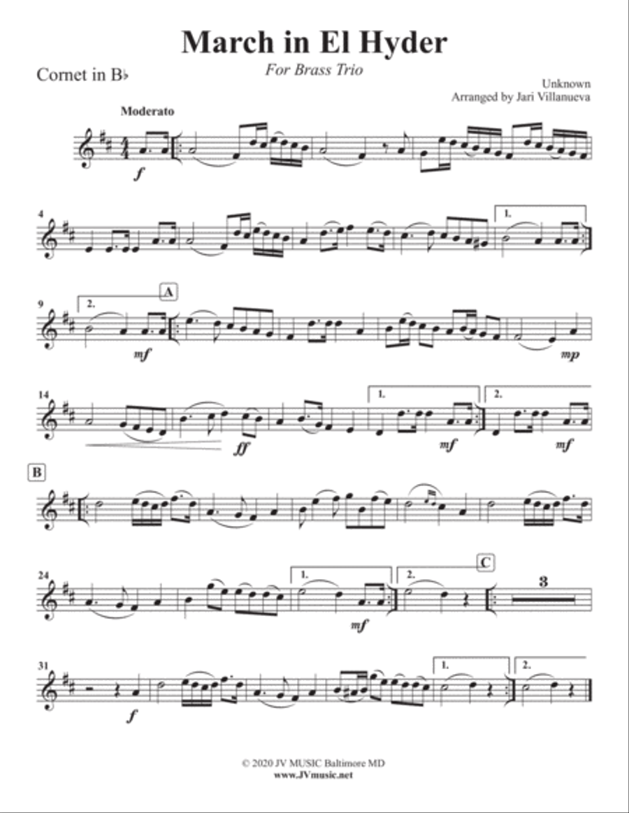 March in El Hyder for Brass Trio Brass Trio scores gallery preview page 5