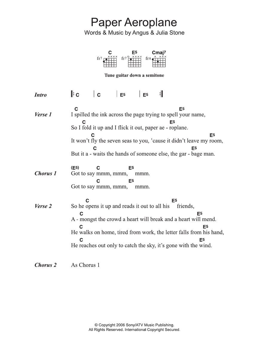 Paper Aeroplane Acoustic Guitar scores gallery preview page 1