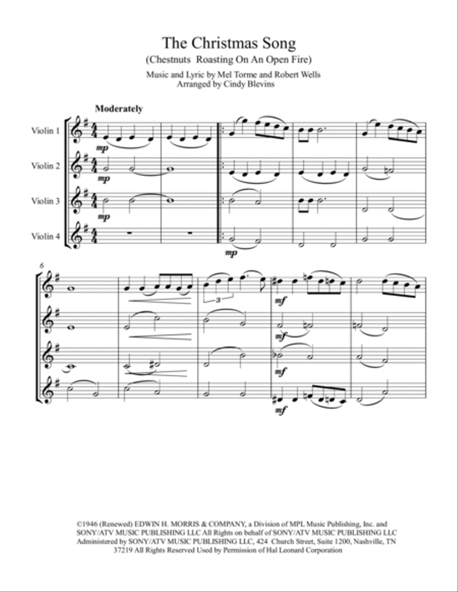 The Christmas Song (Chestnuts Roasting On An Open Fire) String Quartet scores gallery preview page 2
