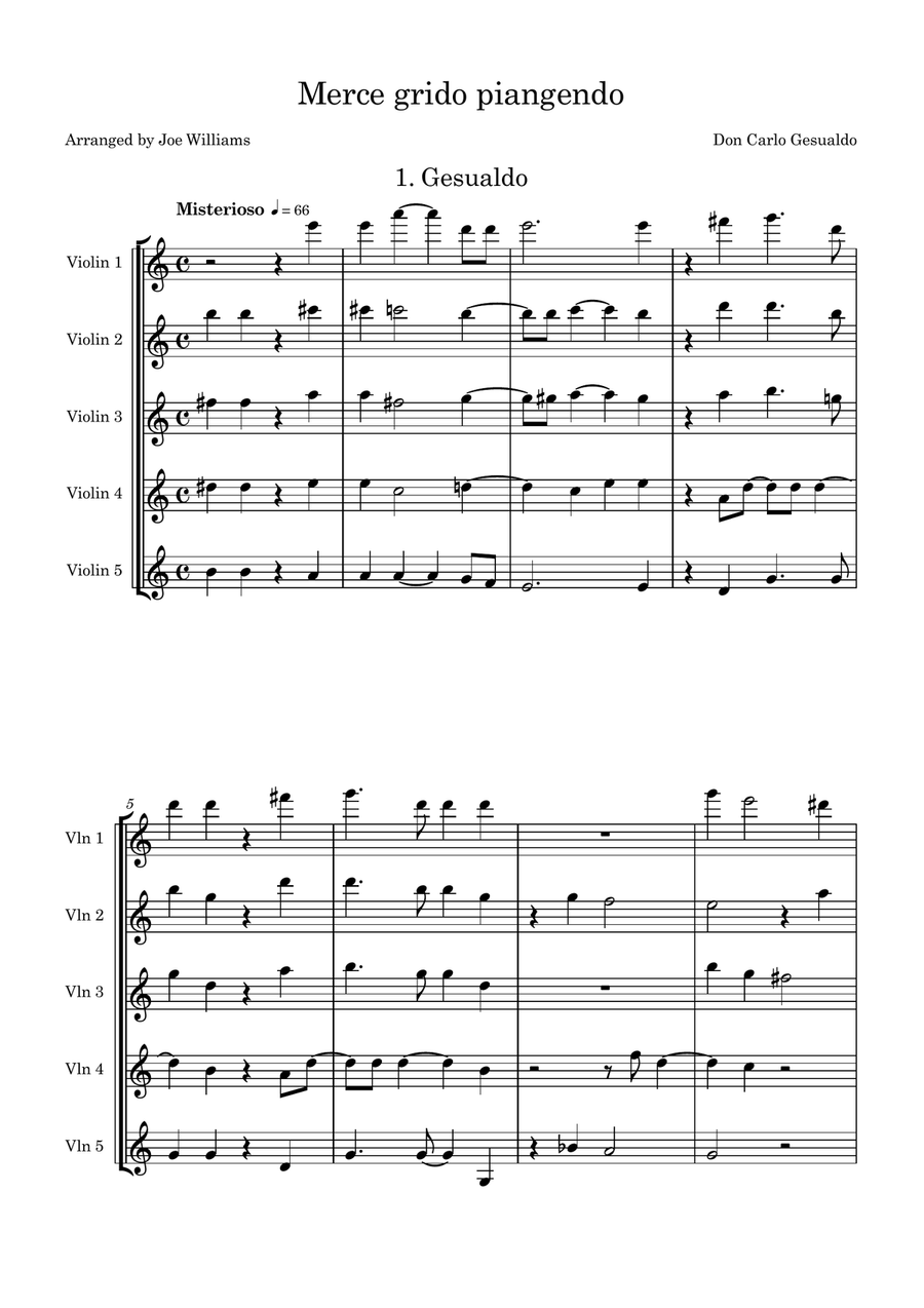 Merce Grido Piangendo String Quintet scores gallery preview page 1