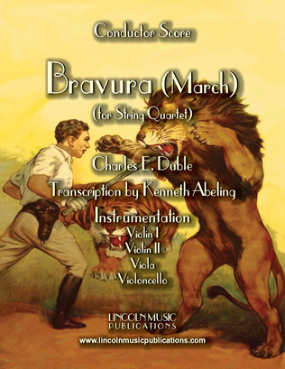 Book cover for March – “Bravura” (for String Quartet)
