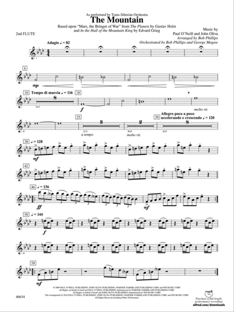 The Mountain: 2nd Flute Concert Band scores gallery preview page 1