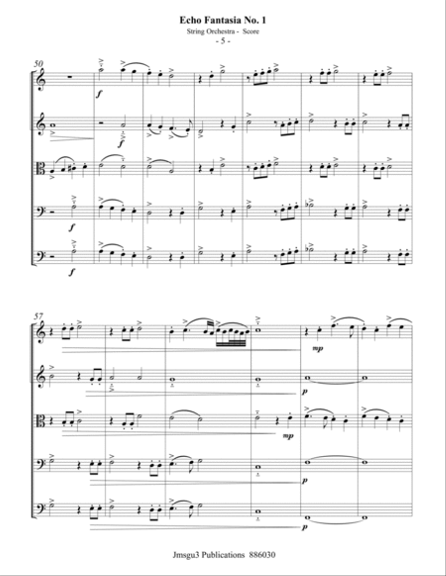 Sweelinck: Echo Fantasia No. 1 for String Orchestra String Orchestra scores gallery preview page 5