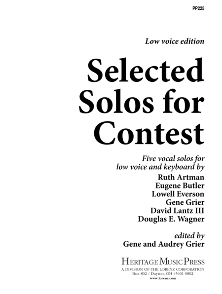 Selected Solos for Contest - Low Voice