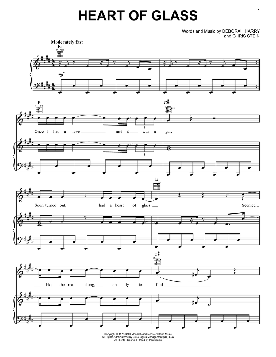 Heart Of Glass by Blondie Piano, Vocal, Guitar - Digital Sheet Music