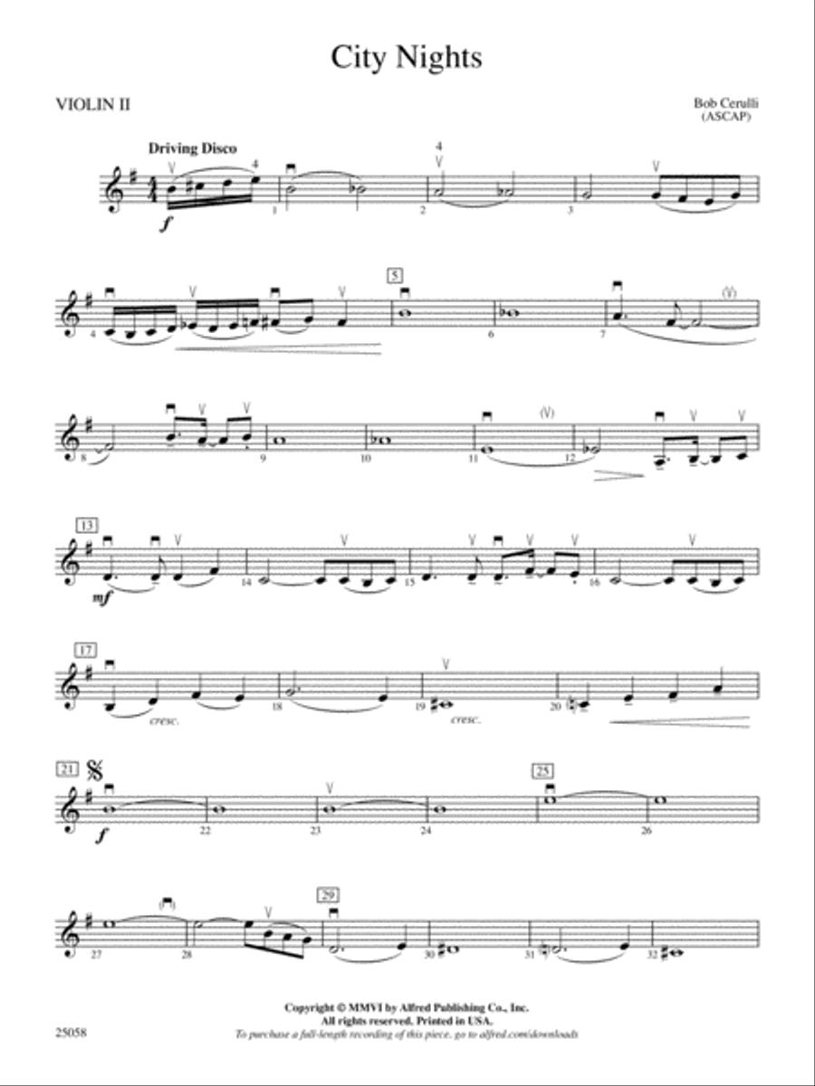 City Nights: 2nd Violin Full Orchestra scores gallery preview page 1