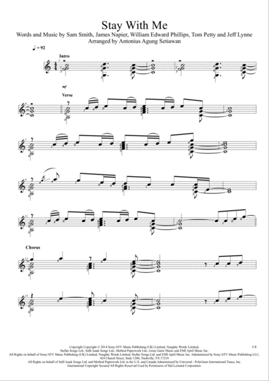 Stay With Me Electric Guitar scores gallery preview page 1