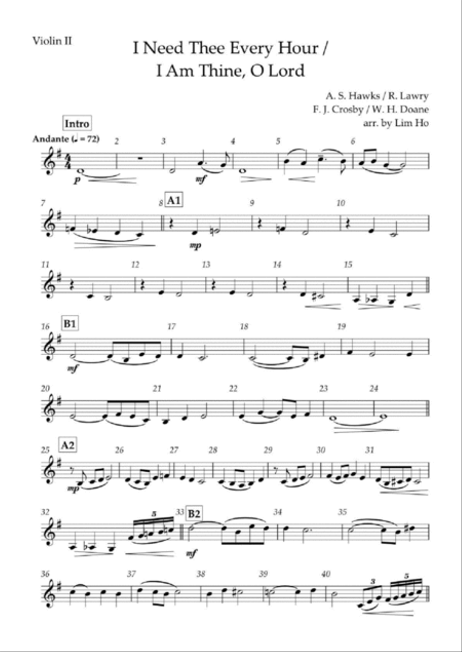I Need Thee Every Hour/ I Am Thine O Lord for String Quartet String Quartet scores gallery preview page 3