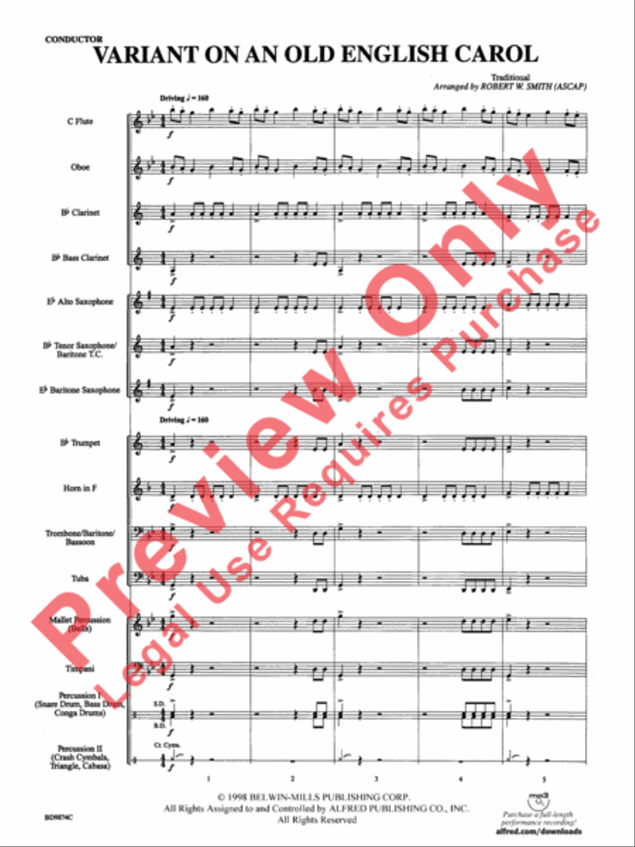 Variant on an Old English Carol Concert Band scores gallery preview page 4