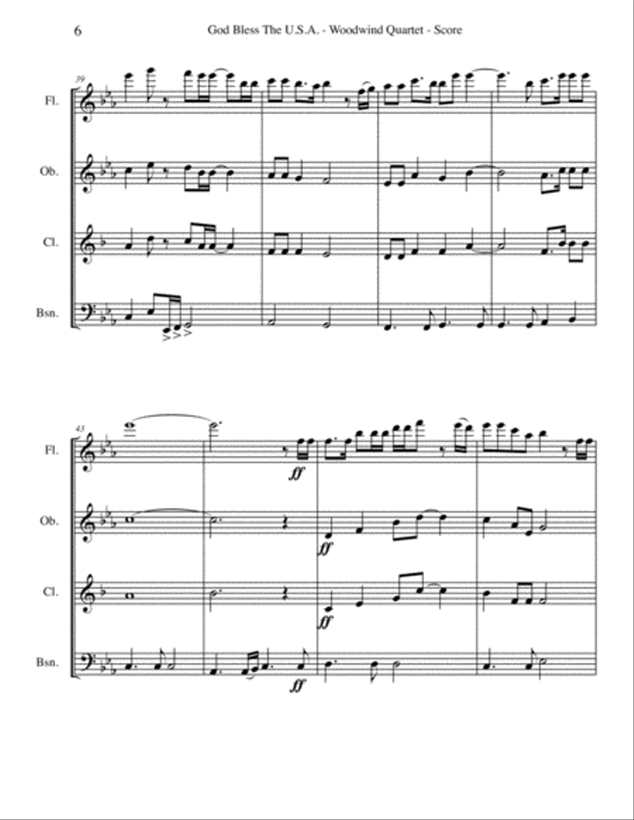 God Bless The U.S.A. God Bless The U.S.A. Woodwind Quartet scores gallery preview page 6