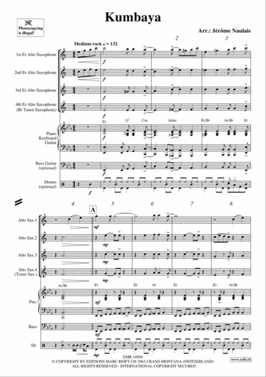 Kumbaya Alto Saxophone scores gallery preview page 3