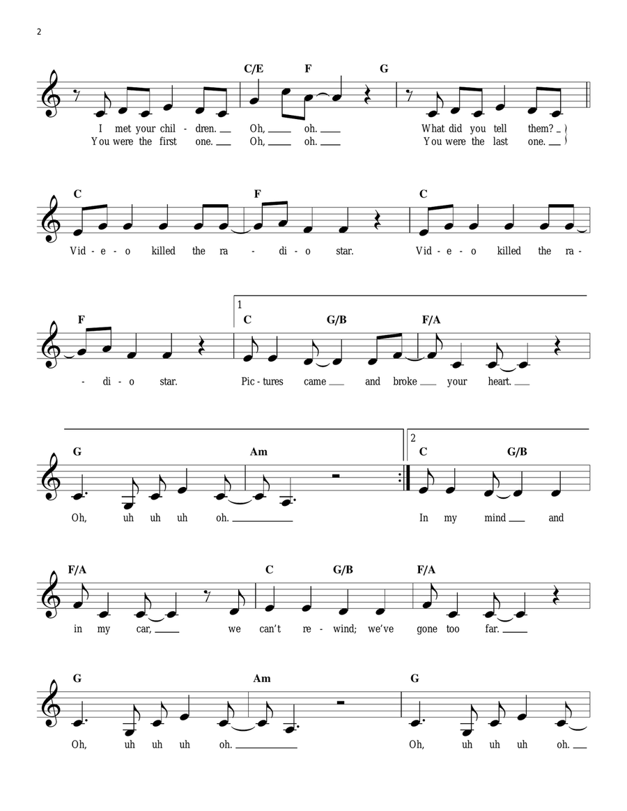 Video Killed The Radio Star Acoustic Guitar scores gallery preview page 2