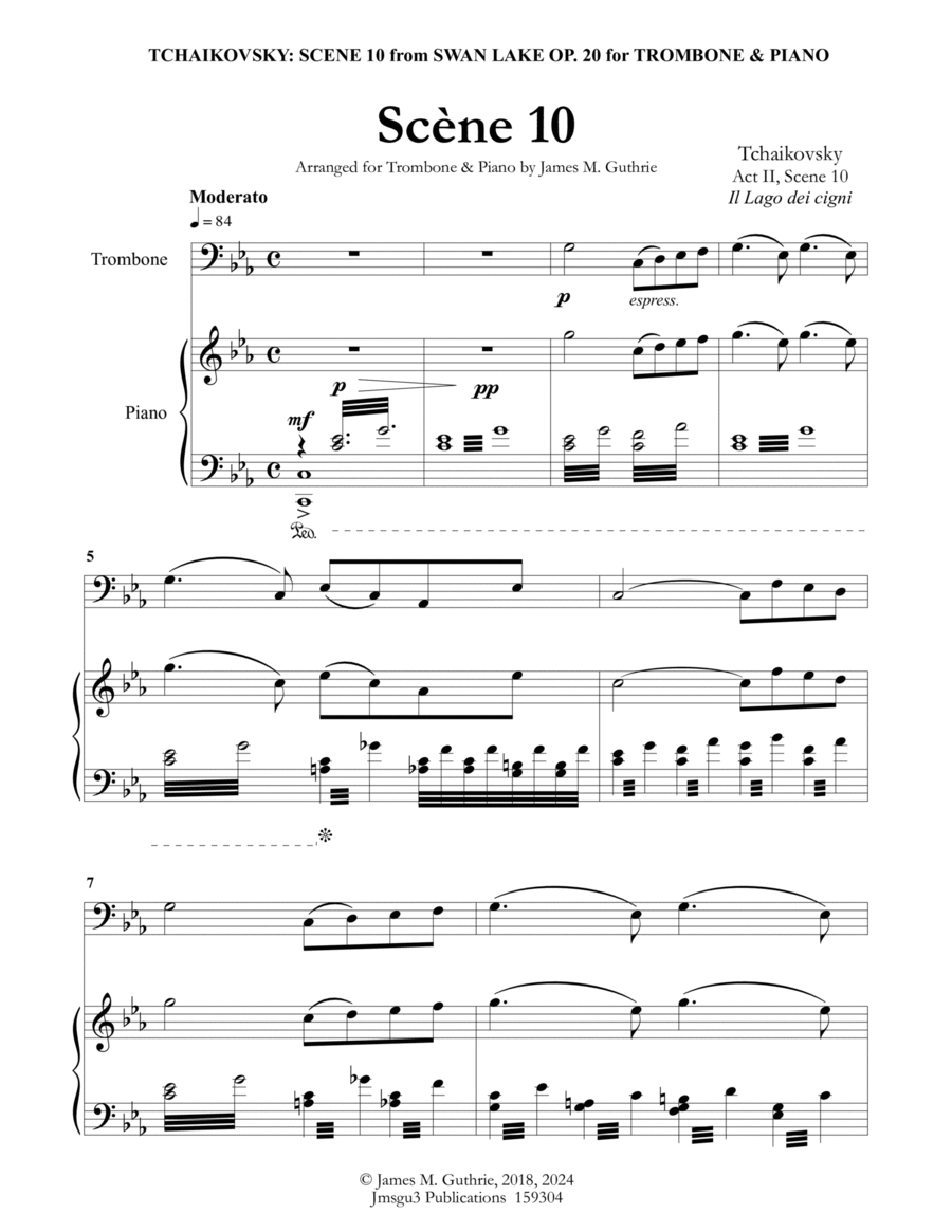 Tchaikovsky: Scene 10 from Swan Lake for Trombone & Piano image number null