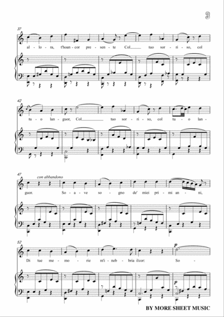 Bellini-Sogno d'infanzia in C Major,for Voice and Piano Voice Solo scores gallery preview page 5