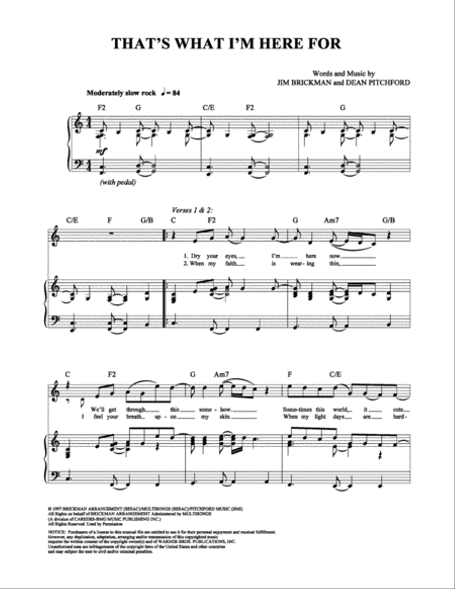 That's What I'm Here For That's What I'm Here For Piano, Vocal, Guitar scores gallery preview page 1
