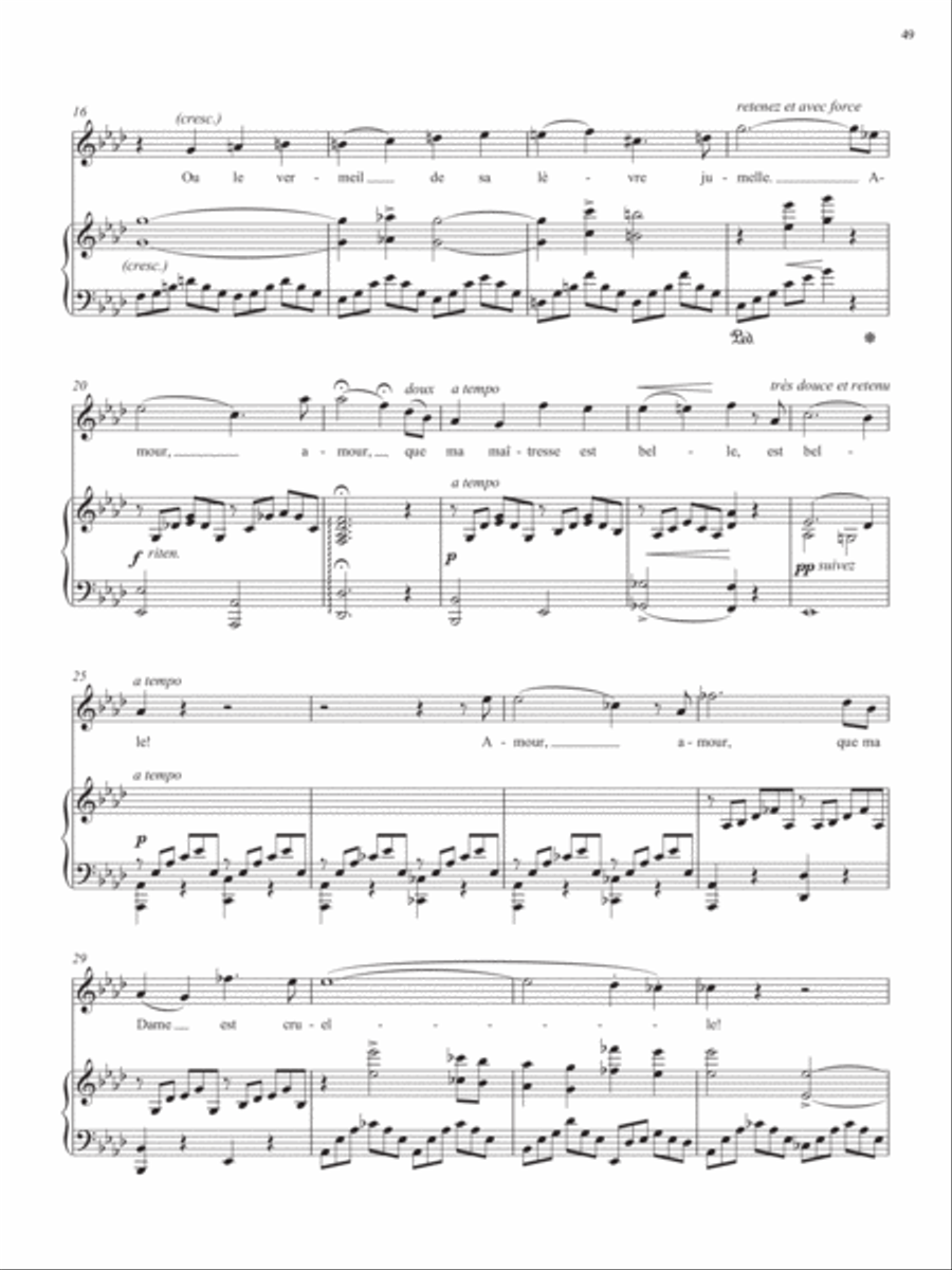 Op. 41, No. 3: Amour, amour, que ma ma√Ætresse est belle from Songs of Gouvy, V1 Piano Accompaniment scores gallery preview page 3
