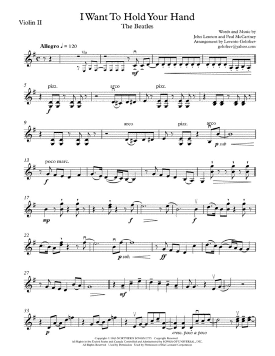 I Want To Hold Your Hand String Quartet scores gallery preview page 3