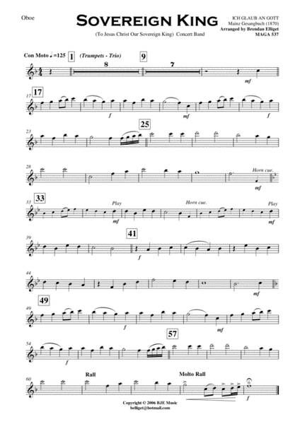 Sovereign King - Trumpet Trio and Concert Band Score and Parts PDF image number null