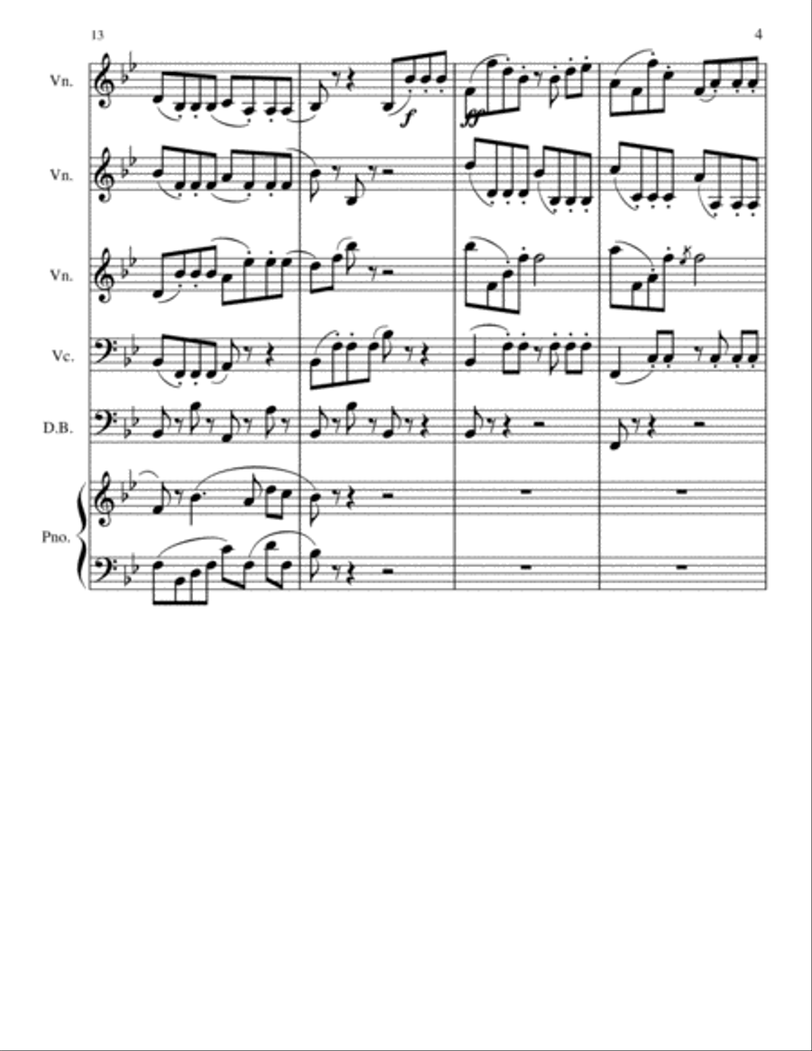 Piano Sextet No. 1 in Bb Major, Mvt. 1 Small Ensemble scores gallery preview page 4