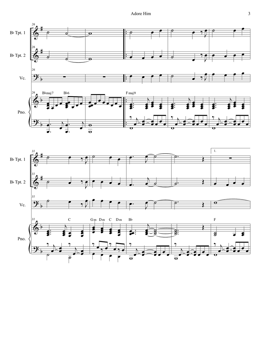 Adore Him Adore Him Trumpet Duet scores gallery preview page 3
