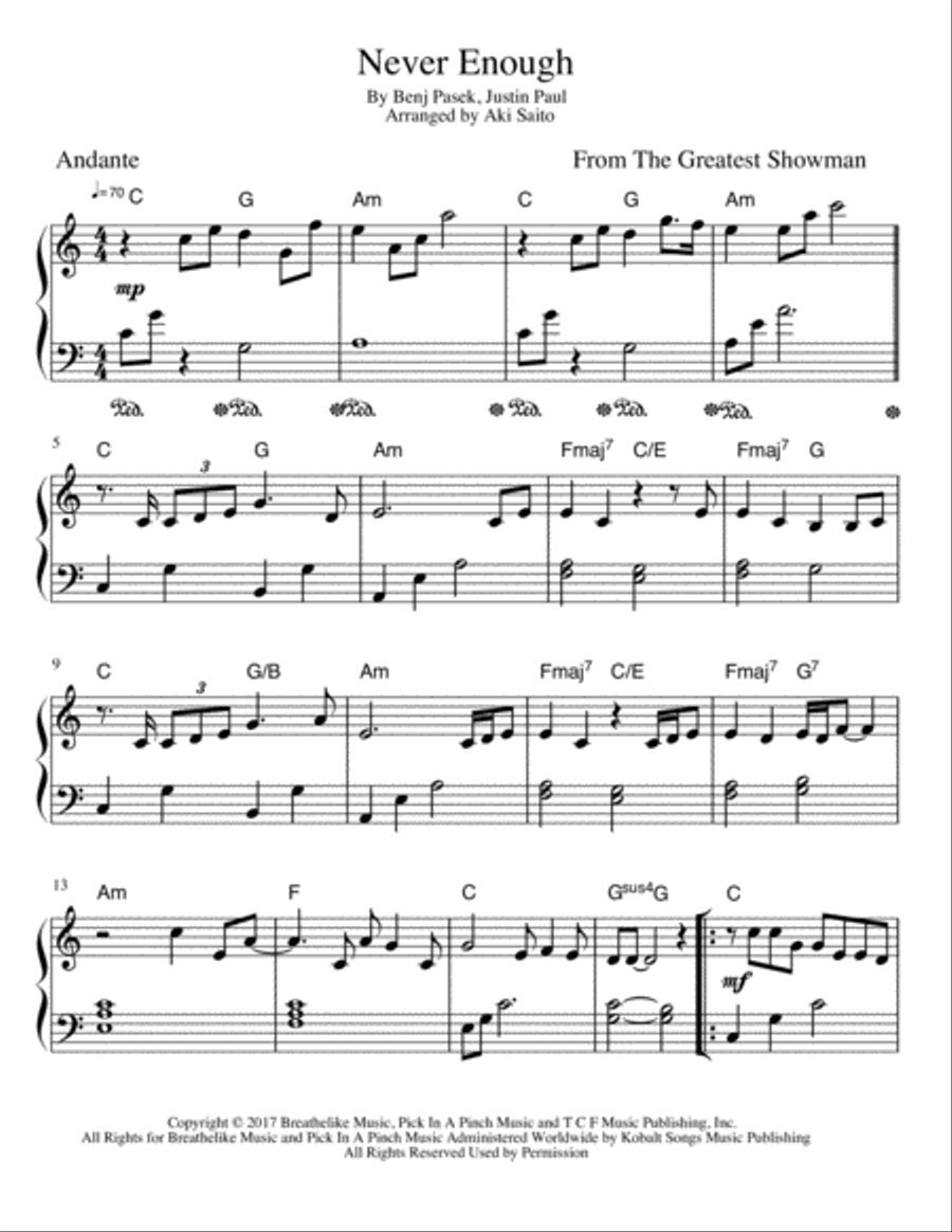 Never Enough Easy Piano scores gallery preview page 2