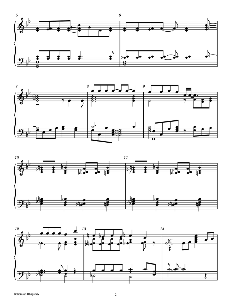 Bohemian Rhapsody - Score Only Handbell Choir scores gallery preview page 2