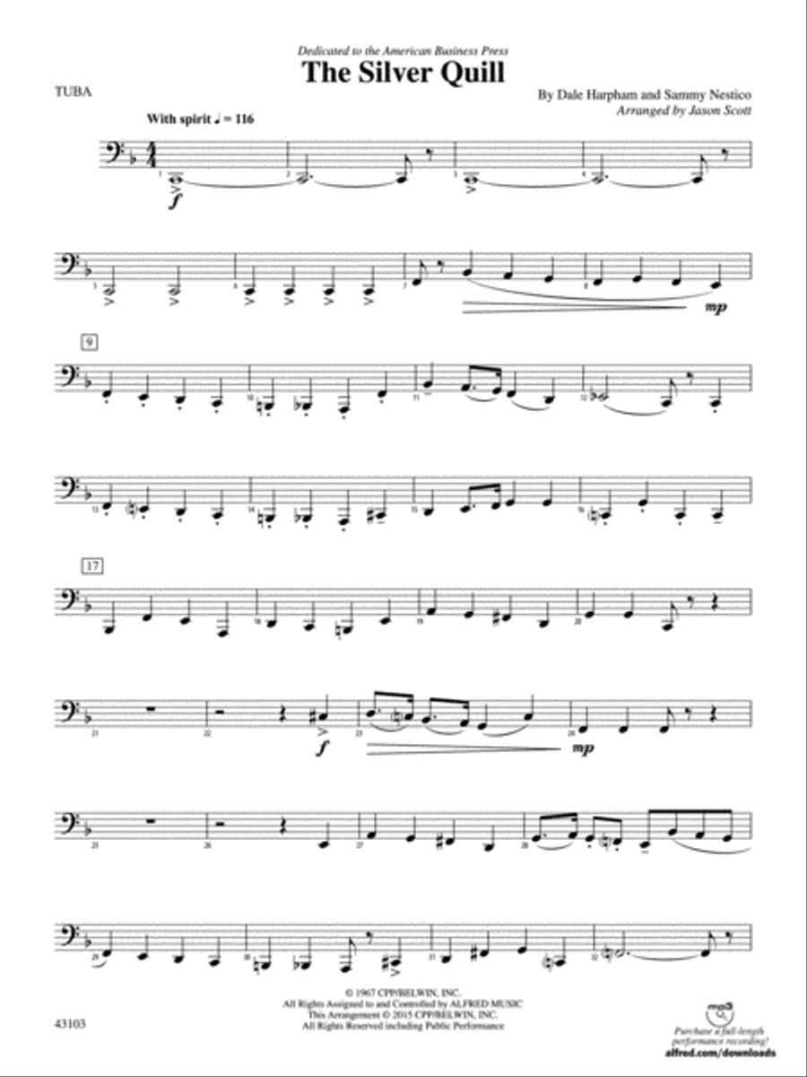 The Silver Quill: Tuba The Silver Quill: Tuba Concert Band scores gallery preview page 1