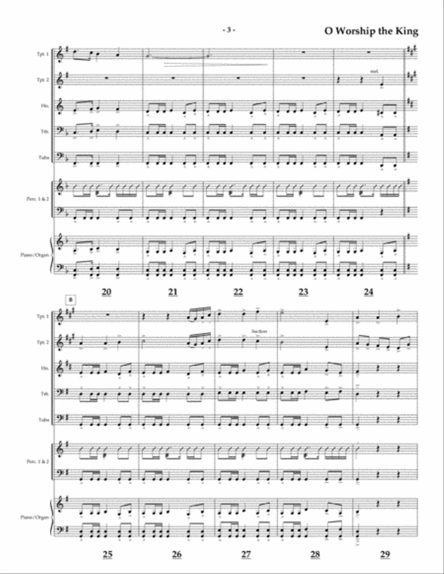 O Worship the King for Brass Quintet Brass Quintet scores gallery preview page 3