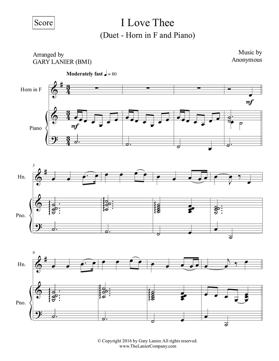 I LOVE THEE (Duet – Horn in F & Piano with Parts) Brass Duet scores gallery preview page 2