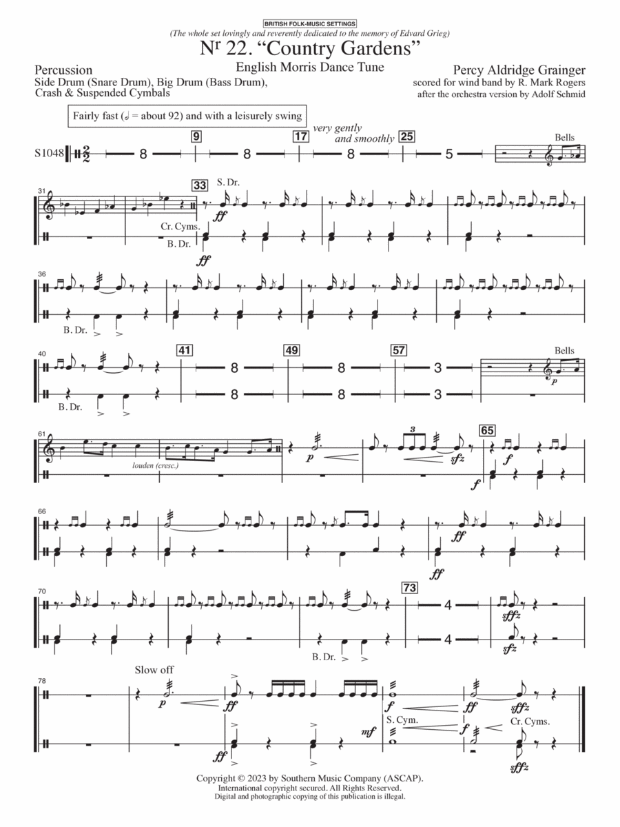 Country Gardens for Symphonic Band - Percussion Concert Band scores gallery preview page 1