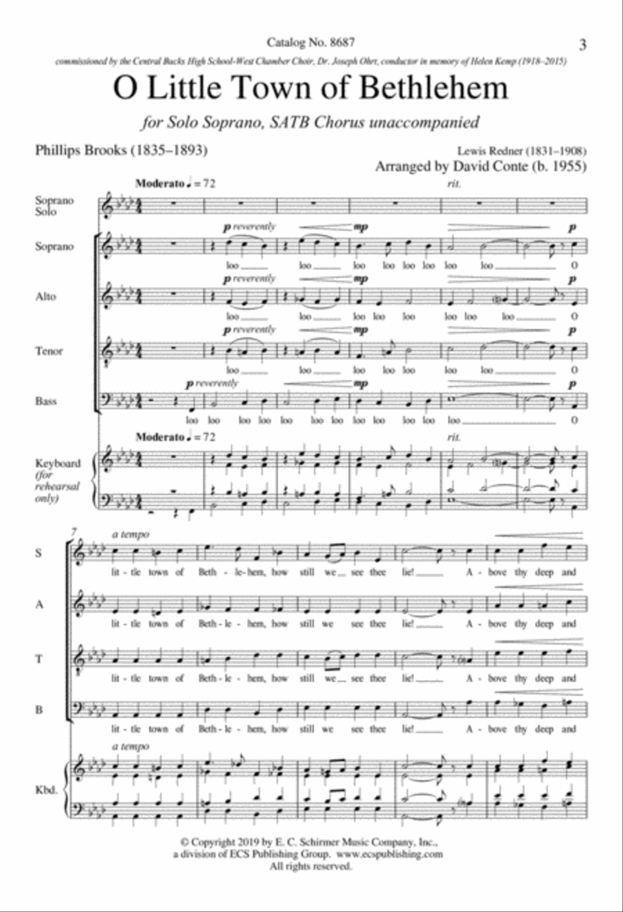 O Little Town of Bethlehem 4-Part scores gallery preview page 3