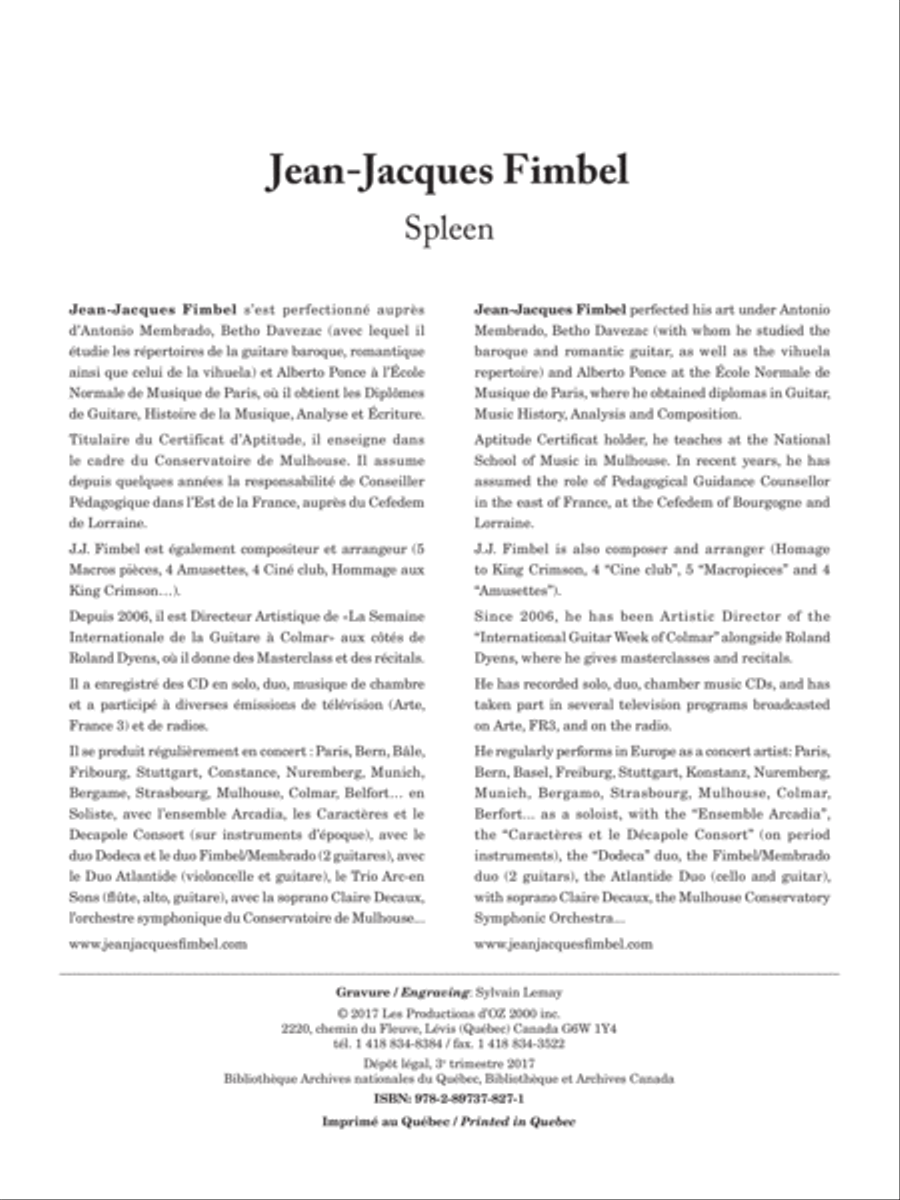 Spleen Classical Guitar scores gallery preview page 1