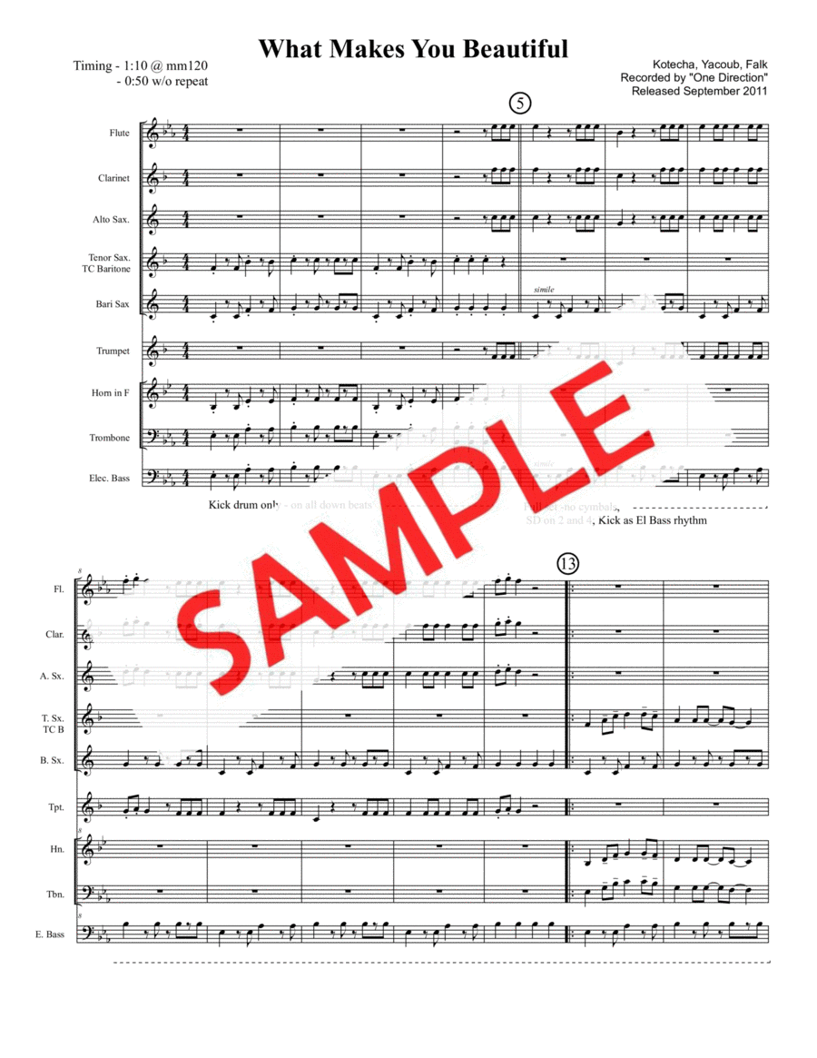 What Makes You Beautiful by One Direction Jazz Ensemble - Digital Sheet Music