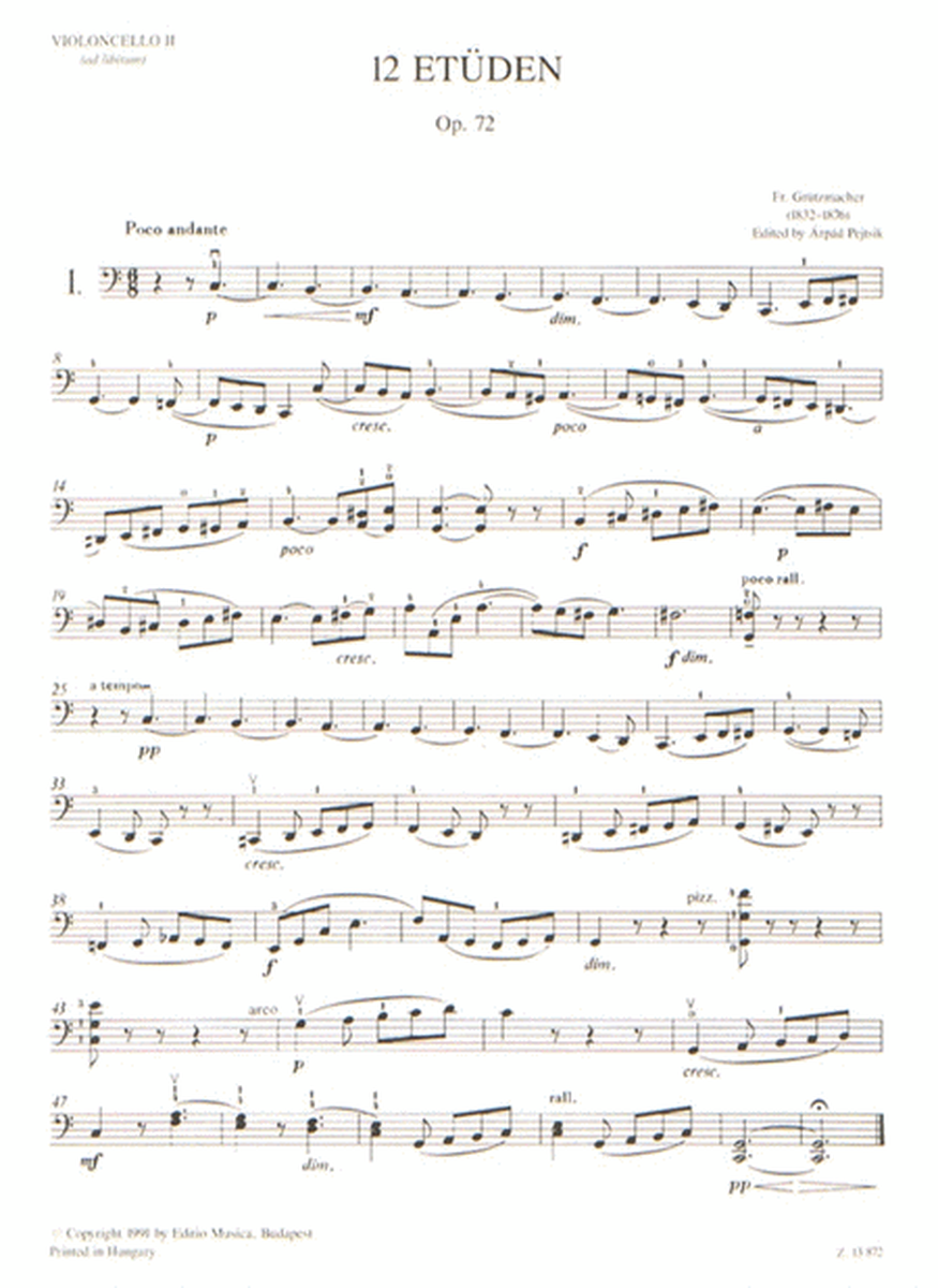 12 Etüden op. 72 (Violoncello II ad lib.)