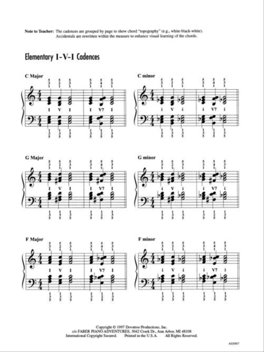 Achievement Skill Sheet No. 7: I-V-I Cadences Piano Method scores gallery preview page 3
