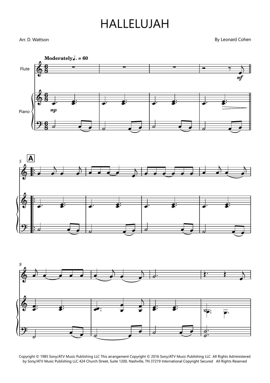 Hallelujah Flute scores gallery preview page 1