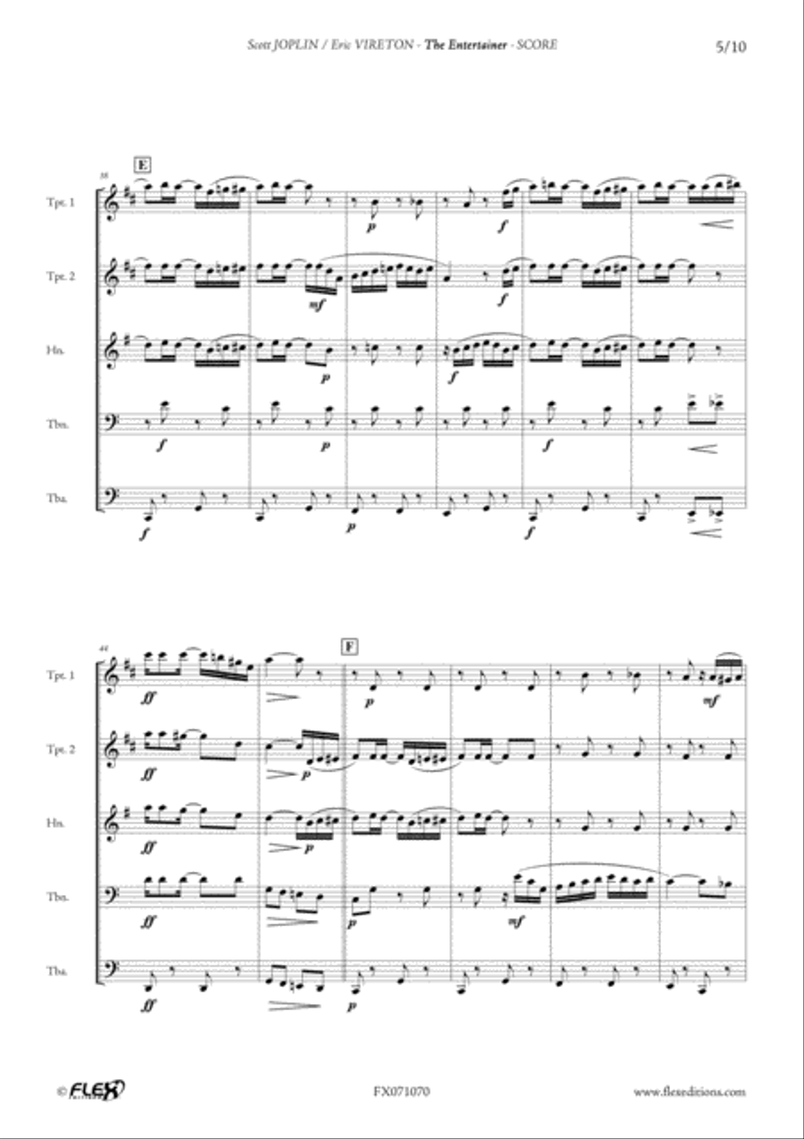 The Entertainer Brass Quintet scores gallery preview page 5
