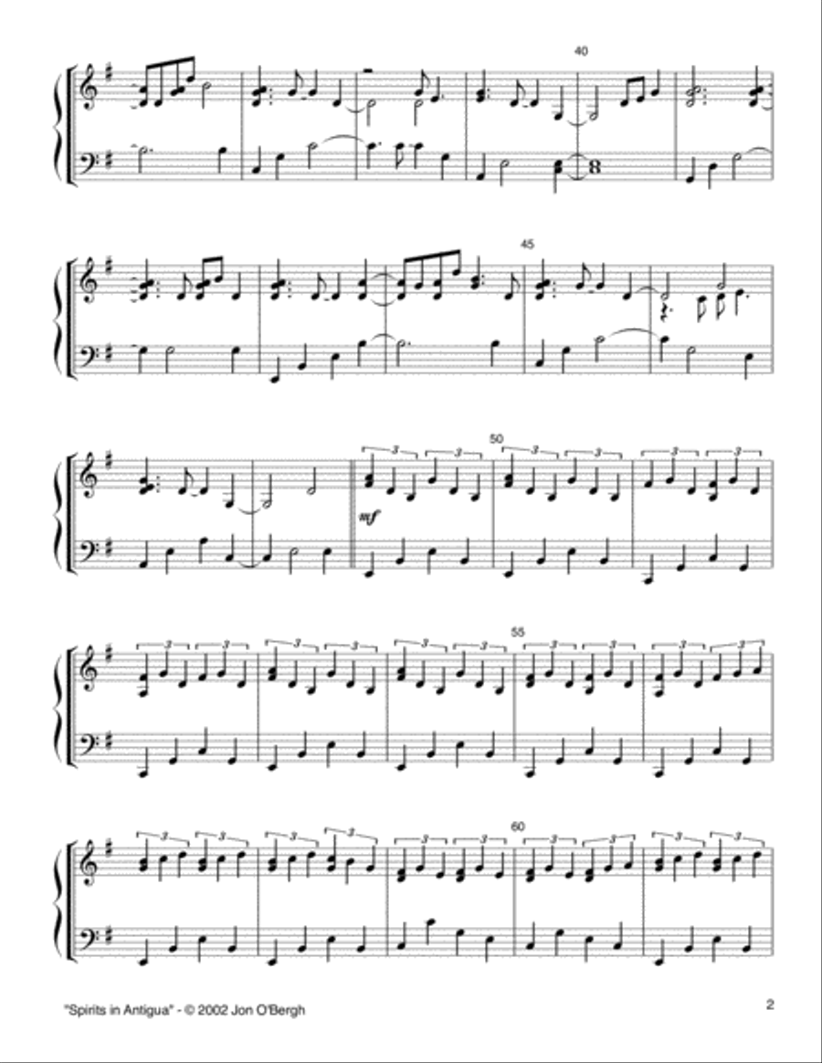 Spirits in Antigua Easy Piano scores gallery preview page 3