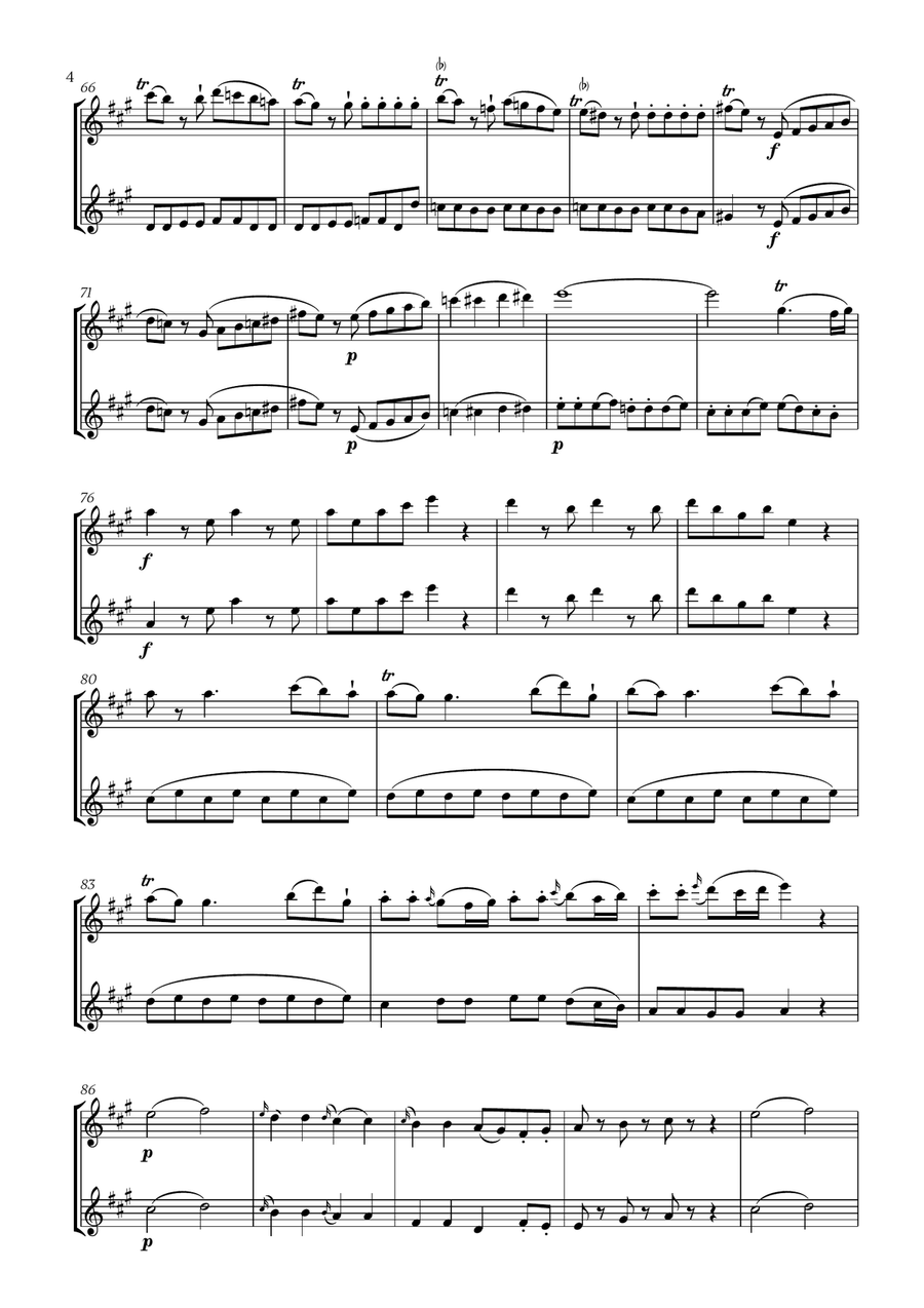 W. A. Mozart - Eine Kleine Nachtmusik (for Soprano Saxophone Duet) Woodwind Duet scores gallery preview page 4
