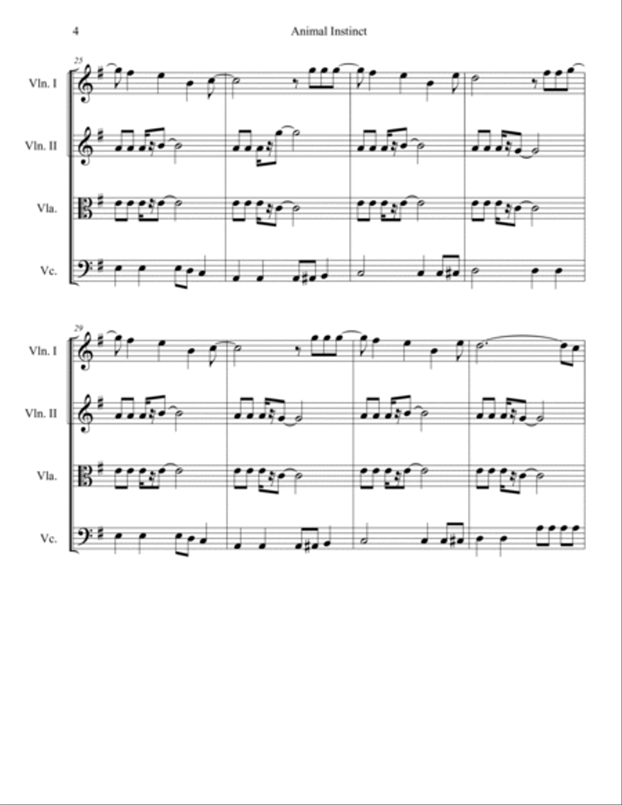 Animal Instinct Animal Instinct String Quartet scores gallery preview page 4