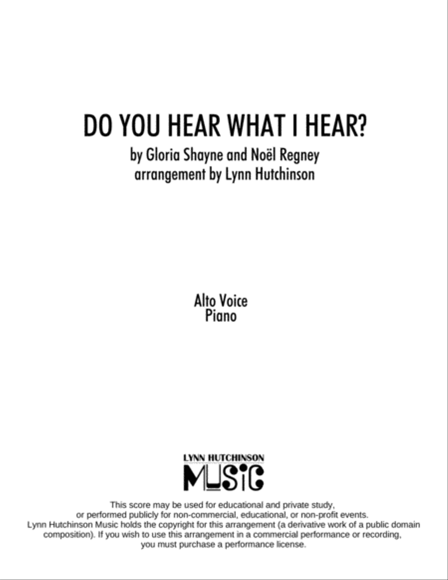 Do You Hear What I Hear Do You Hear What I Hear Alto Voice scores gallery preview page 1