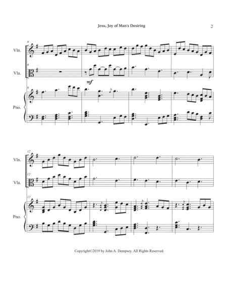 Jesu, Joy of Man's Desiring (Trio for Violin, Viola and Piano) image number null